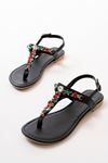 152-1110 Black Multi Stone Flip Flops