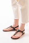 152-1110 Black Multi Stone Flip Flops