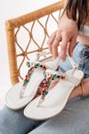 152-1110 White Multi Stone Flip Flops