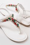 152-1110 White Multi Stone Flip Flops