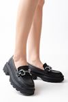 745-773 Black Casual High Sole Loafer Shoes