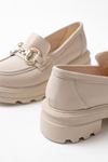745-773 Beige Casual High Sole Loafer Shoes