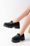746-759 Black Suede Повседневные Туфли с Высокой Подошвой Лоферы