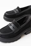 746-759 Black Suede Повседневные Туфли с Высокой Подошвой Лоферы
