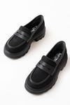 746-759 Black Suede Повседневные Туфли с Высокой Подошвой Лоферы