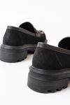 746-759 Black Suede Повседневные Туфли с Высокой Подошвой Лоферы