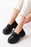 746-759 Black Casual High Sole Loafer Shoes