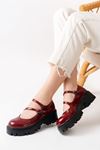 868-756 Burgundy Patent Leather Casual High Sole Loafer Shoes