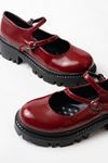 868-756 Burgundy Patent Leather Casual High Sole Loafer Shoes