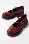 868-756 Burgundy Patent Leather Casual High Sole Loafer Shoes