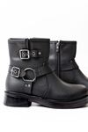 02-2013 Black Buckle Accessory Zippered Women's Boots