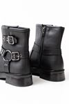 02-2013 Black Buckle Accessory Zippered Women's Boots