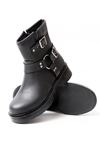 02-2013 Black Buckle Accessory Zippered Women's Boots