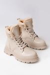 ASM-080 Beige Lace-Up Casual Women's Boots