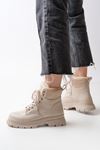 ASM-080 Beige Lace-Up Casual Women's Boots