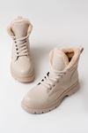 ASM-080 Beige Lace-Up Casual Women's Boots
