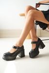 NVL-1006 Black Casual High Heels Platform Loafer Women Shoes