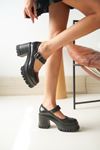 NVL-1006 Black Casual High Heels Platform Loafer Women Shoes