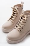 02-2003 Beige Galata Lace-Up Zippered Women's Boots
