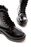 02-356 Black Patent Leather Lace-Up Lace-Up Casual Women's Boots