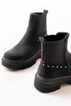 749-2005 Black Emerald Flat Heeled Elasticated Women's Boots