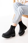 749-2005 Black Emerald Flat Heeled Elasticated Women's Boots