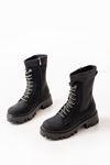 868-2006 Black Emerald Flat Heeled Lace-Up Zippered Women's Boots