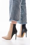 LS-216 Nut High Thin Heeled Zippered Women's Boots