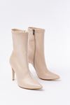 VRT-4811 Beige High Thin Heeled Zippered Women's Boots
