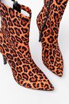 VRT-4811 Leopard High Thin Heeled Zippered Women's Boots