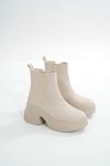 FZ-2400 Beige High Sole Elasticated Casual Women's Boots