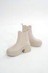 FZ-2400 Beige High Sole Elasticated Casual Women's Boots