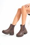 FZ-2400 Brown High Sole Elasticated Casual Women's Boots