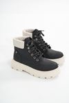 LMÇ-2045 Black-Beige Sole Lace-Up Thick Sole Women's Casual Boots