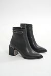 DNZ-401 Black Zippered Heeled Women's Casual Boots