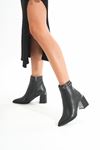 DNZ-401 Black Zippered Heeled Women's Casual Boots