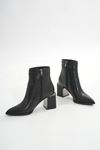 DNZ-401 Black Zippered Heeled Women's Casual Boots