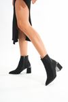 DNZ-409 Black Zippered Heeled Women's Casual Boots