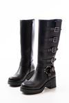 5109-3015 Black Heels Повседневные женские сапоги с пряжкой на молнии