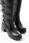 5109-3015 Black Heels Повседневные женские сапоги с пряжкой на молнии