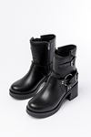 5109-3028 Casual Women's Boots with Zippered Heels with Black Buckle Accessories