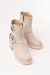 5109-3028 Casual Women's Boots with Beige Buckle Accessories with Zippered Heels