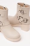 5109-3028 Casual Women's Boots with Beige Buckle Accessories with Zippered Heels