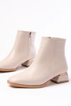 RM-500 Beige Heeled Zippered Women's Casual Boots