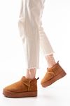 NDR-2850 Tan Suede Fur Winter Closed Toe Women's Casual Slippers