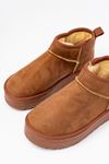 NDR-2850 Tan Suede Fur Winter Closed Toe Women's Casual Slippers