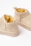 NDR-2850 Beige Suede Fur Winter Closed Toe Women's Casual Slippers