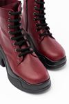 FZ-2550 Burgundy High Sole Lace-Up Zippered Women's Boots