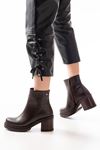 767-3020 Brown Zipper Thick Heels Casual Women's Boots