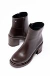 767-3020 Brown Zipper Thick Heels Casual Women's Boots